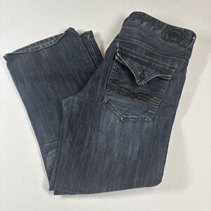 Buffalo Jeans Mens Blue Jeans Sz 36x29 Straight Leg Paxton Dark 2010s Whiskering